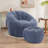 Compression 40"W Comfy Pumpkin Bean Bag Couch Sofa Chair,Soft Teddy Fabric Bean Bag Chair With Ottoman-1273032080