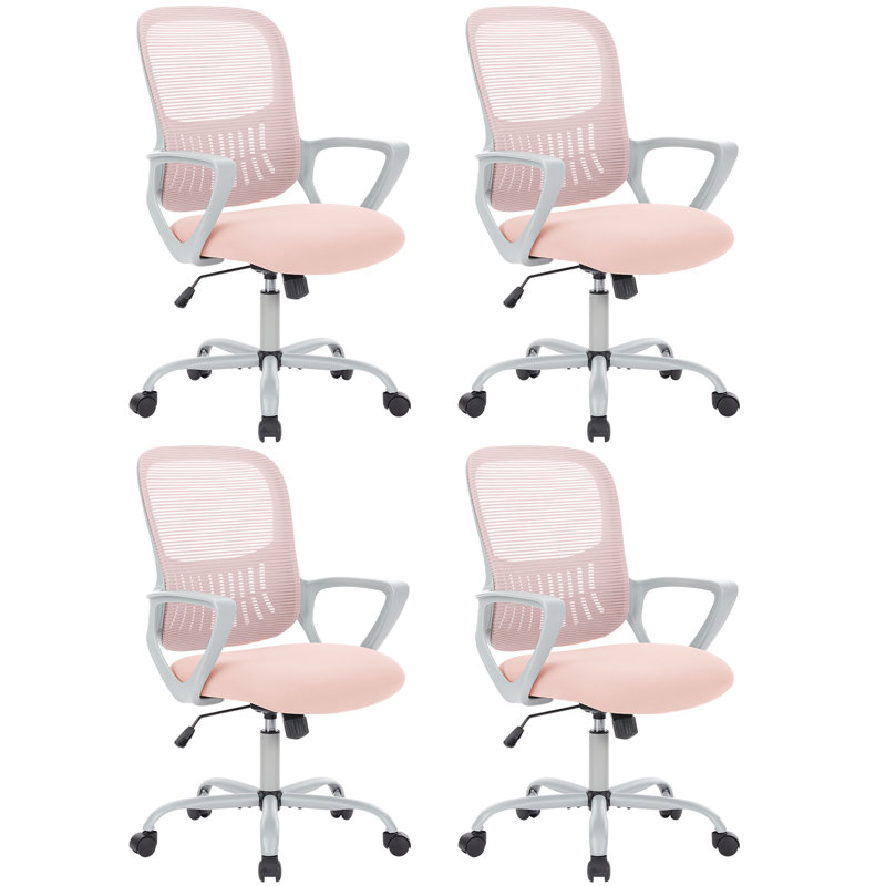 Ergonomic Mesh Task Chair(Set  Of 4), Pink
