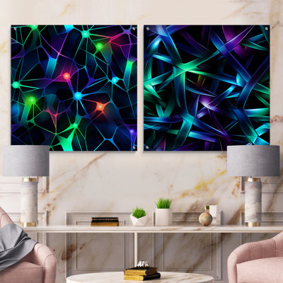 Cylvia - Abstract Geometric Acrylic Wall Art Glass Set Of 2
