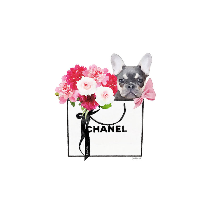 Frenchie & Shopping by Amanda Greenwood - Wrapped Canvas Art Prints, 30cm H x 20cm W