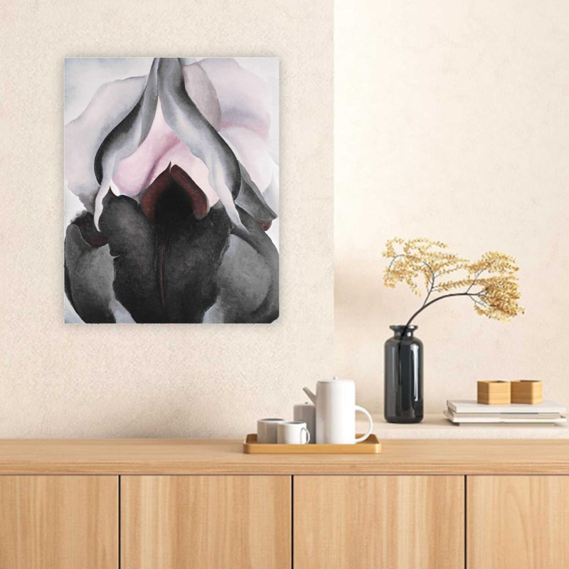 Art mural noir iris sur toile tendue - pour le salon, la chambre à coucher ou le bureau - 24 x 32