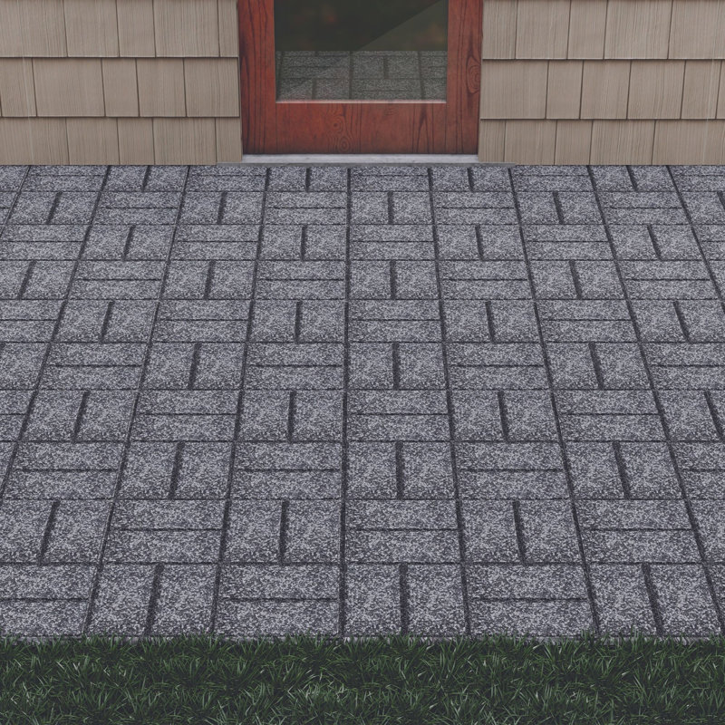 Pavé double face en brique / pierre de 16 po - palette mélangée 60p., Noir/gris
