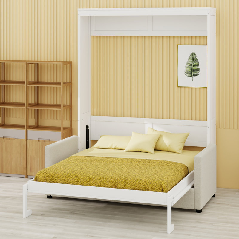 Lit escamotable peu encombrant, Lit double, Blanc