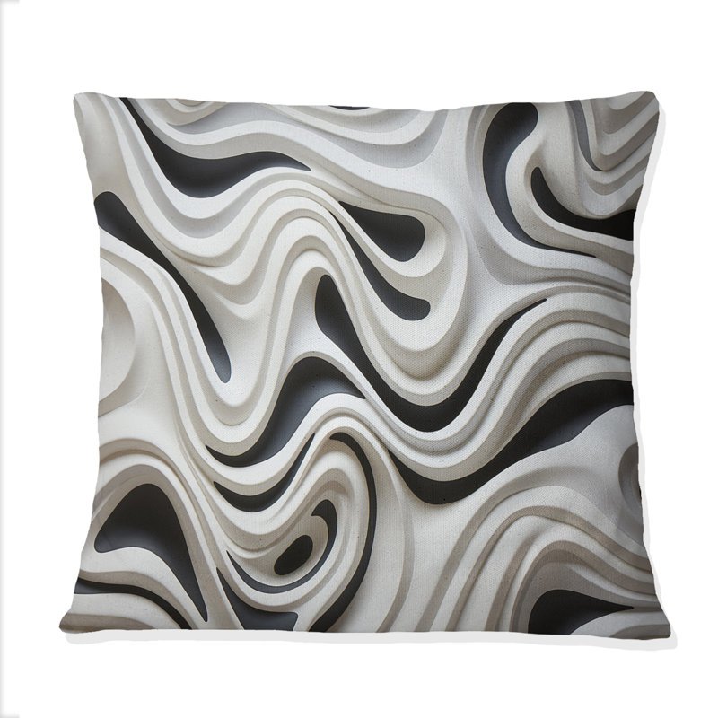 Coussin décoratif noir et blanc Opt Art