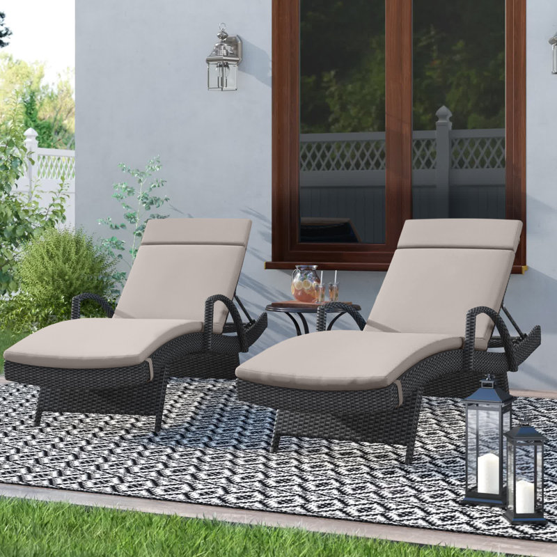 Blaise Outdoor Chaise Lounge Set , Cushion Included, Beige