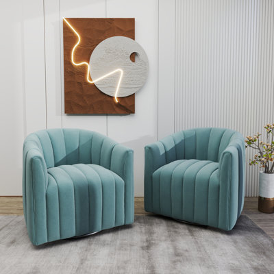 Annelotte Velvet Swivel Barrel Chair