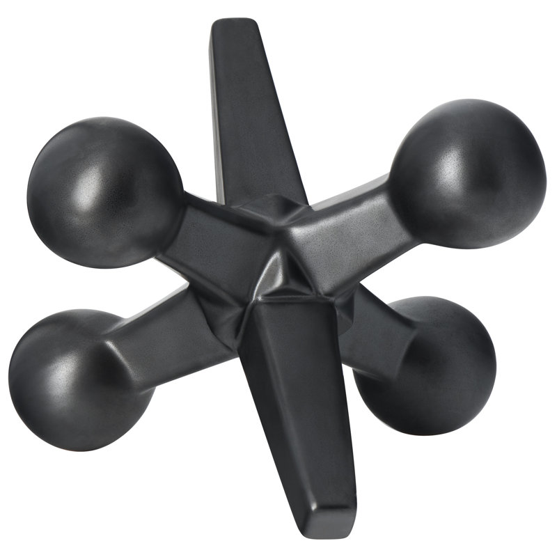  Pellegrin 9" Ceramic Decorative Black Jacks Decor Sculpture, Black
