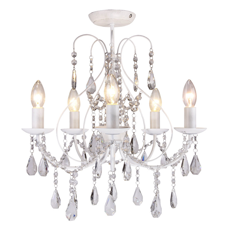 Champ Semi Flush Mount, White/Silver Brush