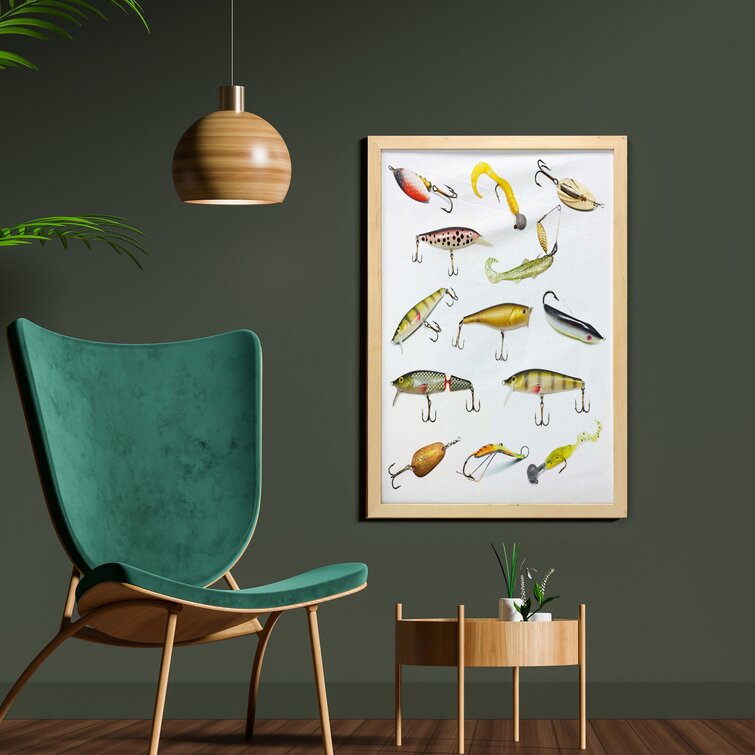 Bless international Fishing Tackle Bait For Spearing Trapping Catching  Aquatic Animals Molluscs Design Framed On Fabric Print