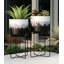 Pot à fleurs d'extérieur moderne avec supports en métal pour décoration intérieure - Pots de fleurs d'intérieur modernes pour le salon ou le patio - Noir et blanc-803281081