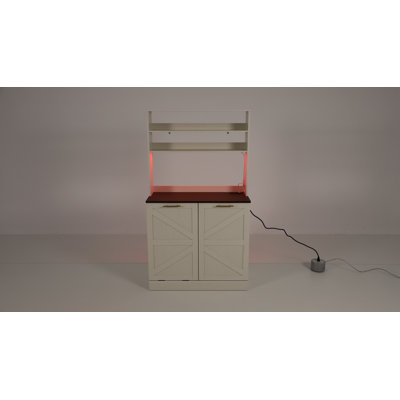 63''H Pantry Cabinets with 10 Gallon Trash Can,Led Light,Outlet