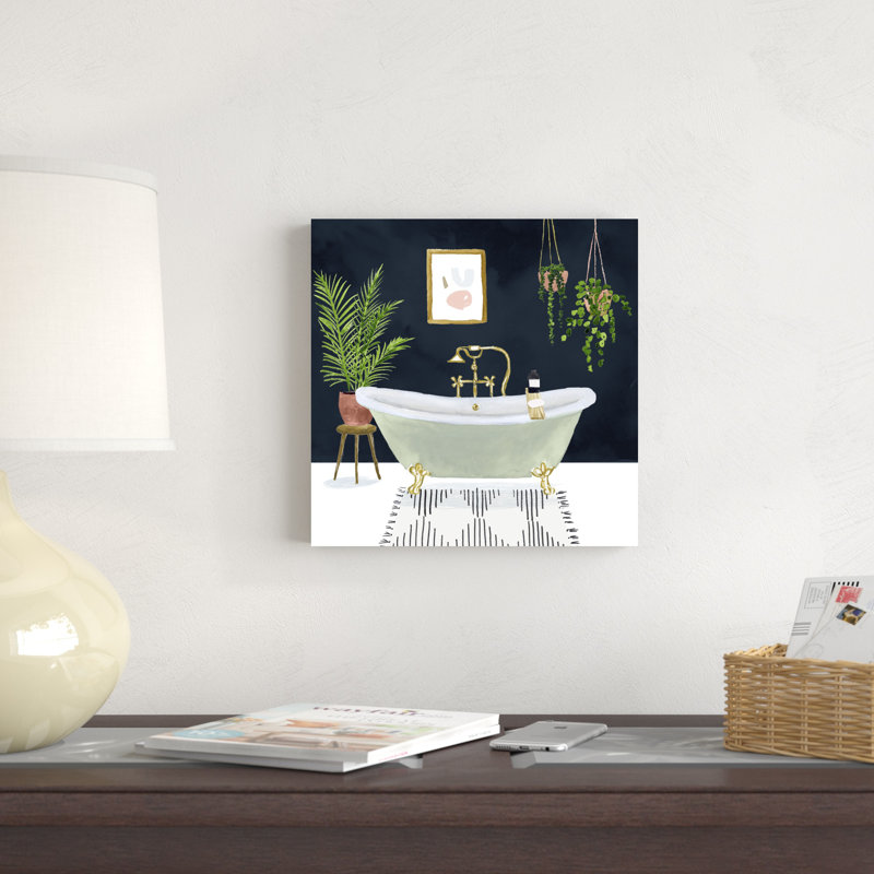 Boho Bath I, H 12 po x l 12 po, Non, Toile avec cadre blanc