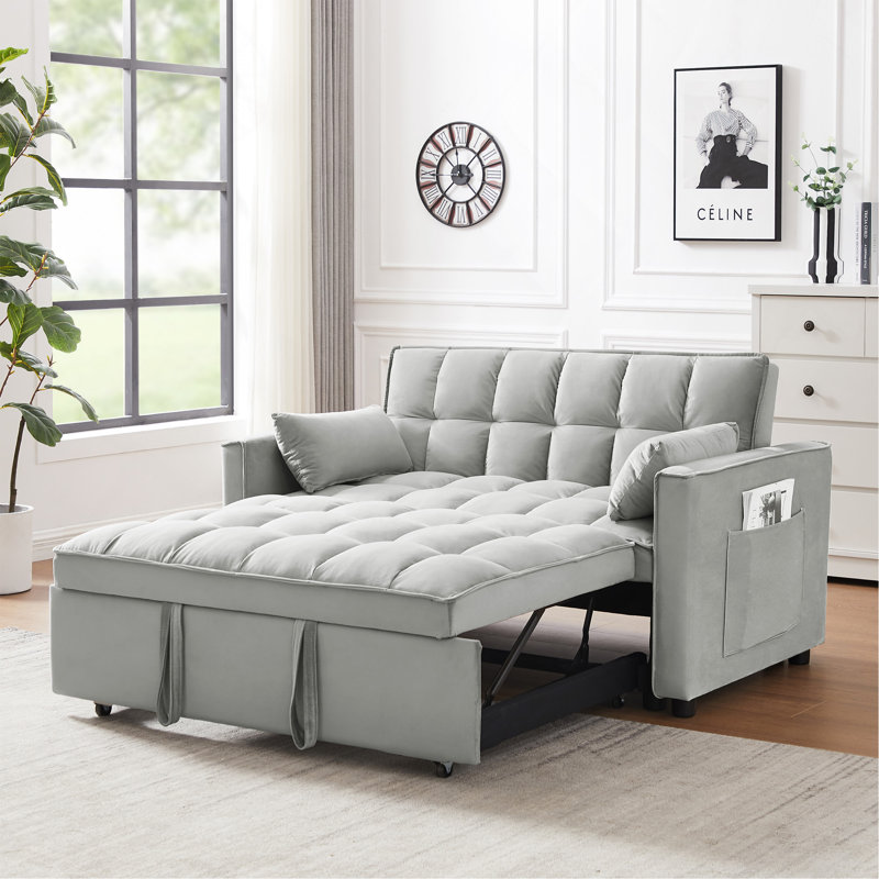 Causeuse futon moderne en velours avec canapé-lit