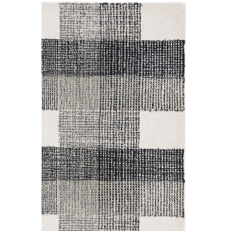 Audie Genre Hand Tufted Wool;Cotton Plaid Rug, Rectangle 8' x 10'