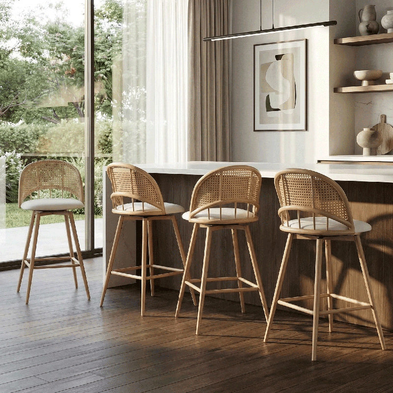 Tabouret de bar et de comptoir pivotant 25 po H (ensemble de 4), Blanc