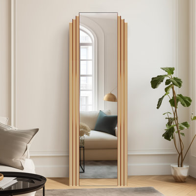 Miroir pleine grandeur sans cadre avec support - 64 po x 21 po - Design unique avec côtés en verre