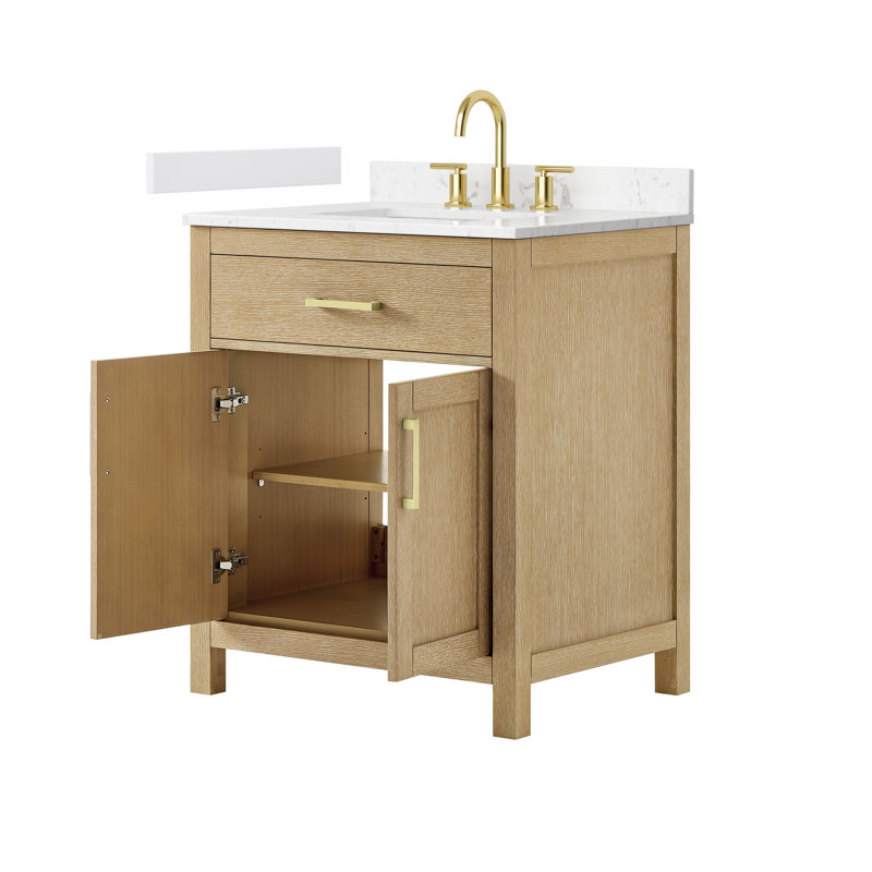 Ensemble de meuble-lavabo simple 30 po Beckett, Comptoir en marbre de culture de Carrare