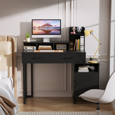 Small Vanity Desk With Charging Station by Wrought Studio
