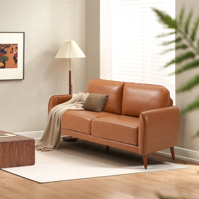 65" PU Loveseat Sofa,Upholstered Loveseat Couch With Comfy Deep Seat,Comfortable And Stylish Two-Seater,Elegant Sofa For Apartments, Studios, Offices & Small Spaces,Brown