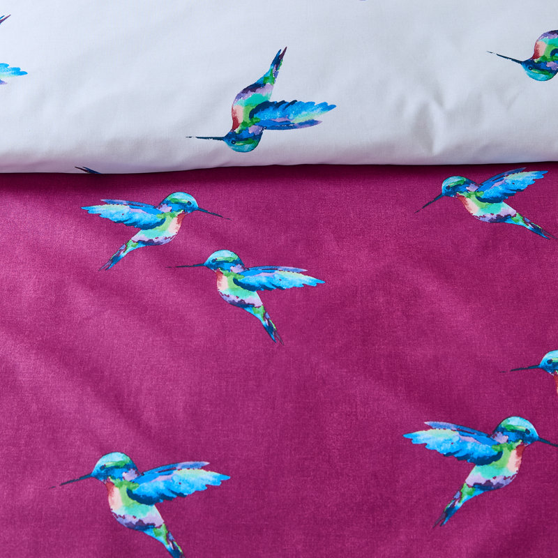 Hummingbird Cotton Animal Print Duvet Cover Set with Pillowcases Included, Super King Duvet Cover + 2 Standard Pillowcases