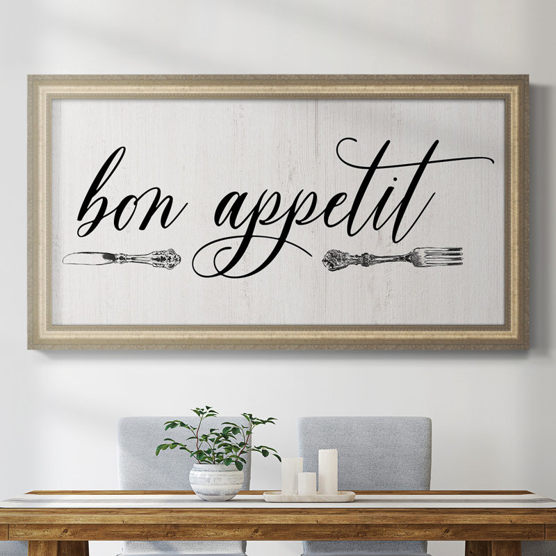 Bon appétit - Cadre photo unique, art textuel sur toile, H 25 po x l 45 po x P 2,5 po