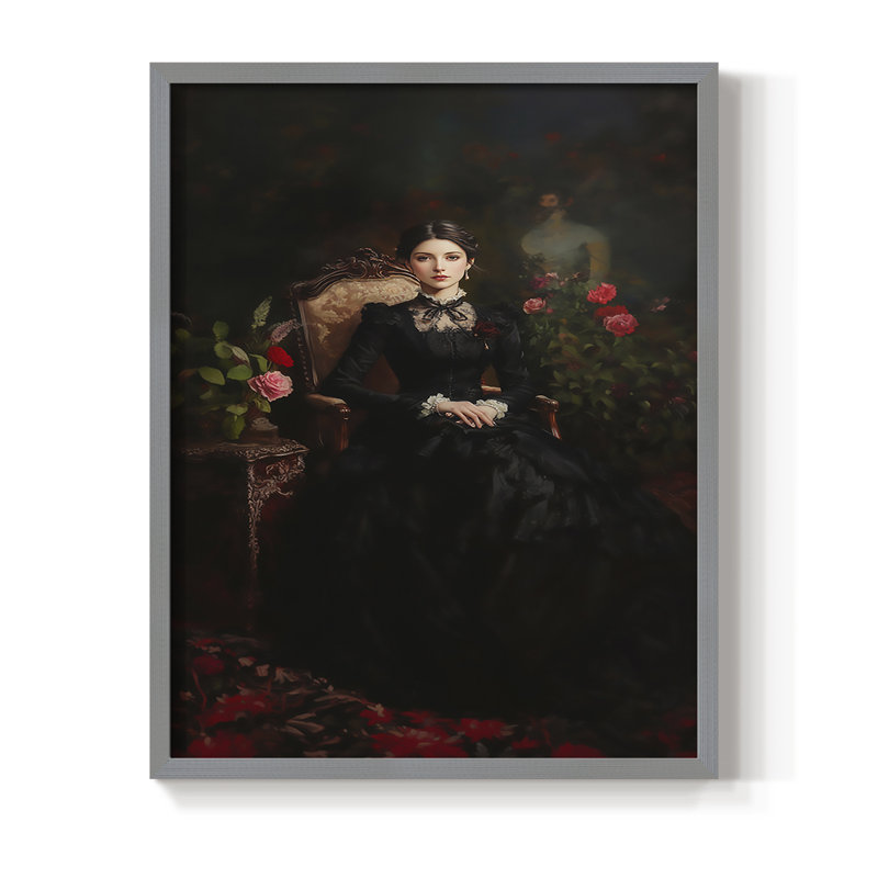 Reproduction encadrée WOMEN Series CCXLVII - bois massif, Gris, H 15 po x l 12 po