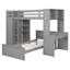 Ensemble de lit mezzanine simple en bois 2 pièces gris avec bureau, avec rangement et garde-robe-1278534214