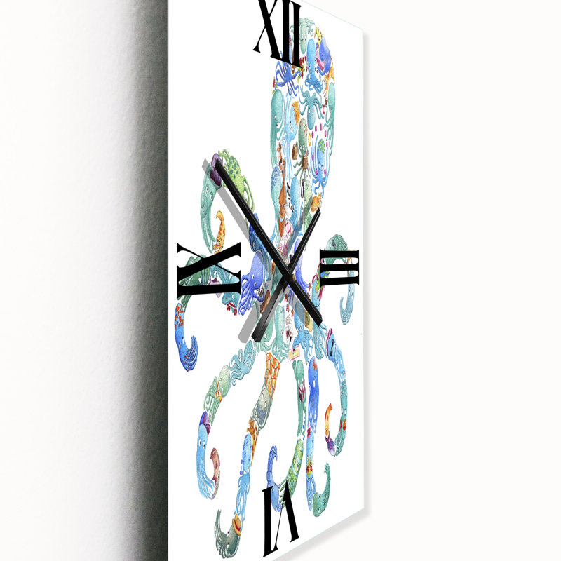 Pieuvre faite de pieuvre - grande horloge murale nautique et côtière, Petit