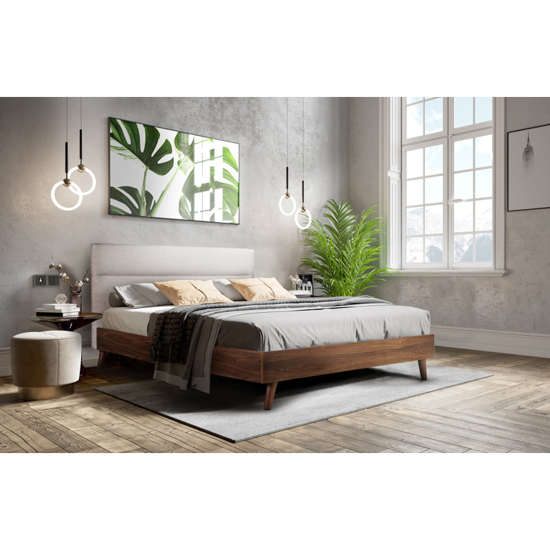 Très grand lit plateforme, beige, Grand