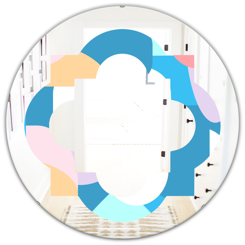 Miroir mural sans cadre quadrilobe géométrique abstrait ii éclectique, H 31,5 po x l po
