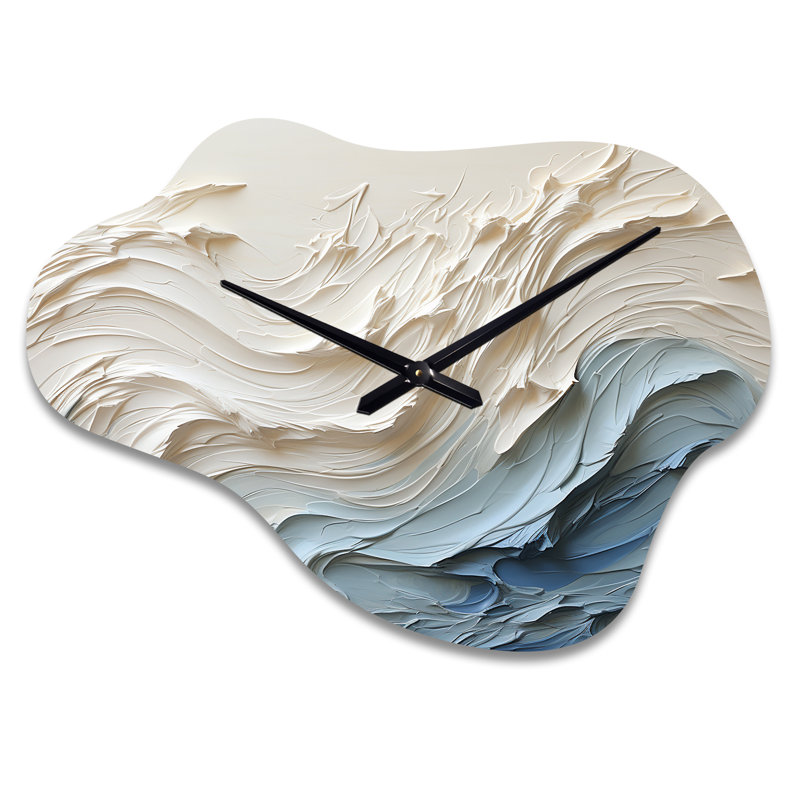 Horloge murale asymétrique en métal blanc et bleu, Grand