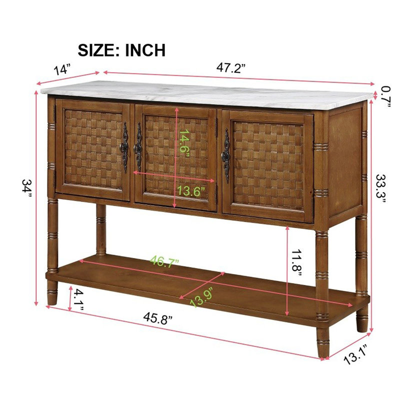 Console 47,24 po Dawa, Chêne