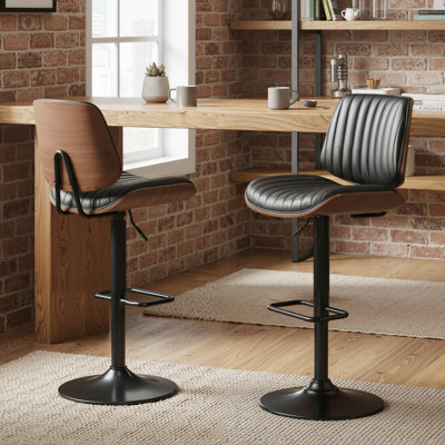 Tabourets de bar modernes pivotants en similicuir à hauteur réglable avec repose-pieds H 26,2 po Modern, pour bar, cuisine, salle à manger