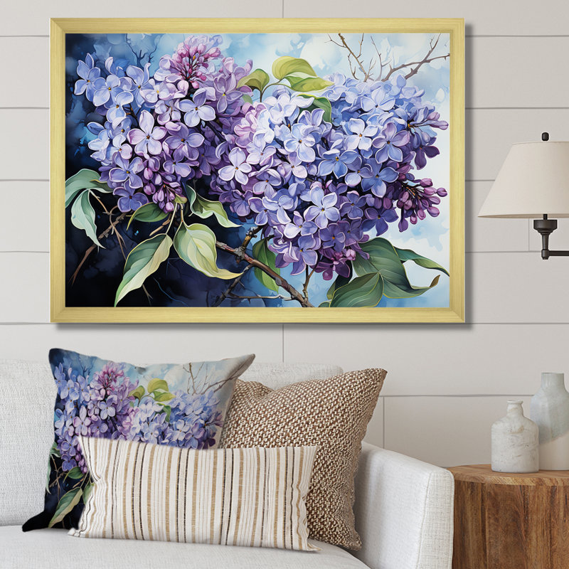 Lilas, minimalisme, rêve IV sur toile, H 34 po x l 44 po x P 1,5 po, Cadre doré simple