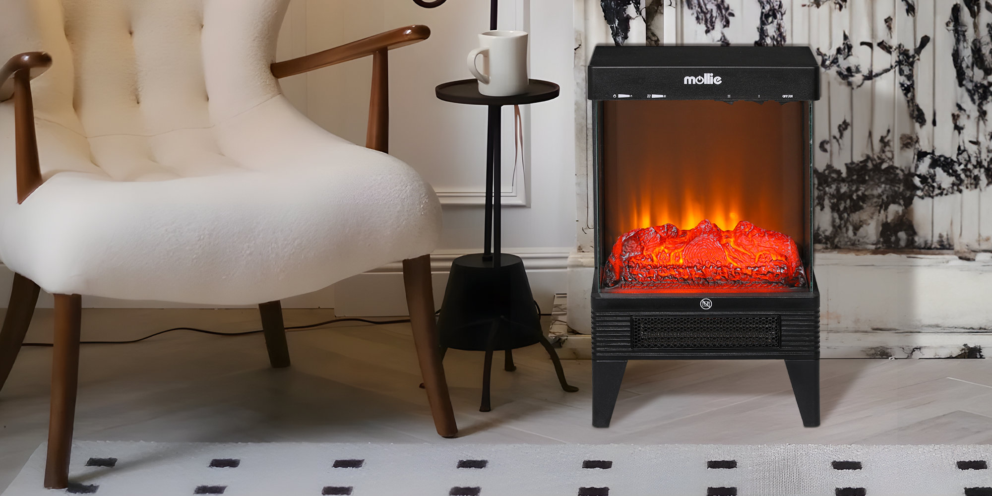 MoNiBloom Electric Fireplace Heater Stove With LED Flame Effect Free