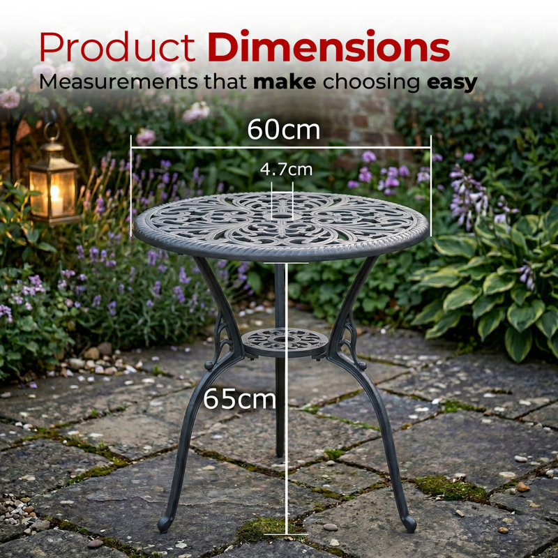 BANGUI Garden & Patio Cast Aluminium Bistro Table, Grey