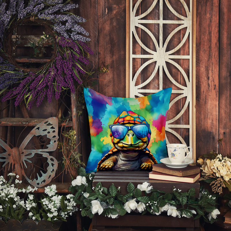 Hippie Animals Outdoor Throw Pillow, 14"H x 14"W