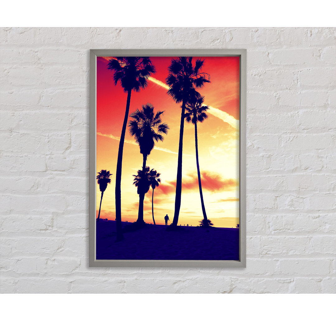 Palm Tree Sunset - Einzelner Bilderrahmen Kunstdrucke auf Leinwand