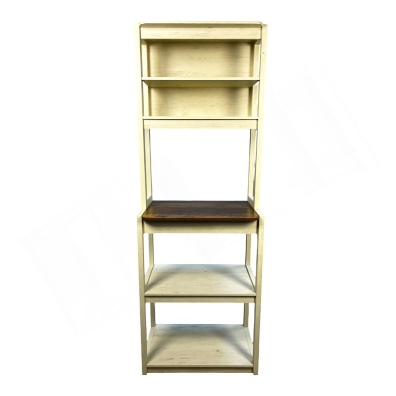 23.62" White And Rustic Brown Colour 5-Tier Bakers Rack For Kitchen With Storage, Coffee Bar, Kitchen Shelves,  Microwave Stand