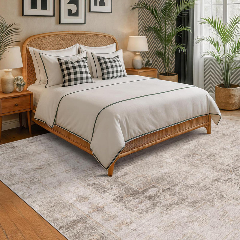 Farmhouse Area Rugs  For Living Room - Abstract Medallion Rug For Bedroom, Dining Room Under Table, Washable Non Slip, Fade & Stain Resistance