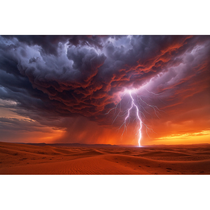 «Desert Lightning Storm», art mural sur toile tendue, H 16 po x l 24 po