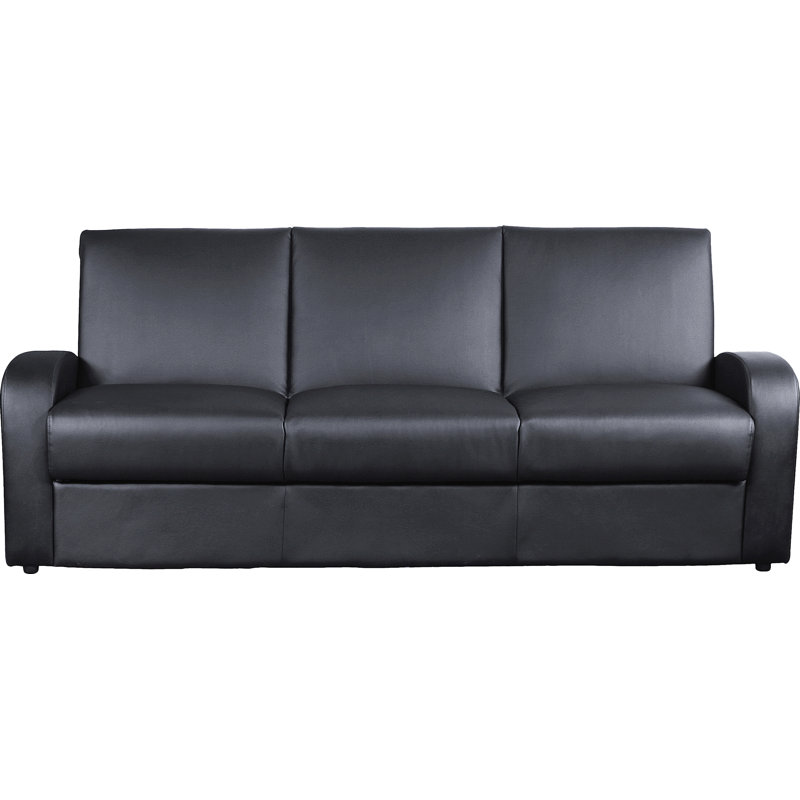 Cauldwell 3 Seater Faux Leather Sleeper, Black