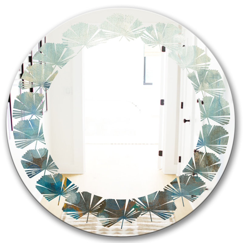 Miroir mural Leaves Abstract Drops X Coastal, H 31,5 po x l po, Feuilles à pois sur verre