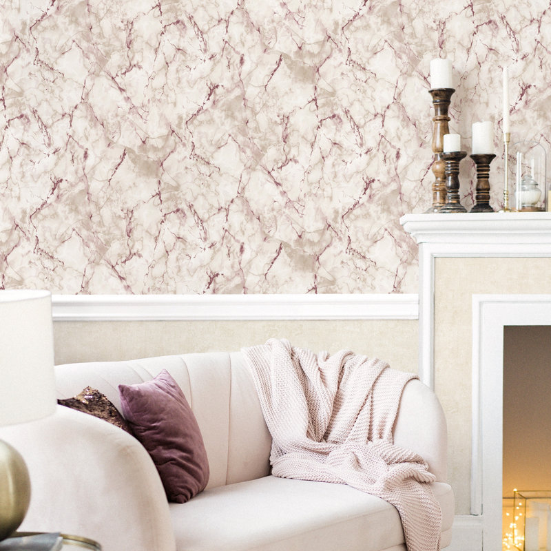Rouleau de faux marbre Meiling, Taupe / Craberry