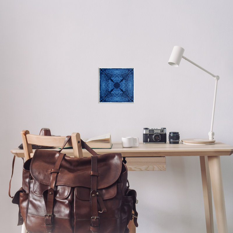 Dark Blue Patterned Wall Plaque Art by El Perkin