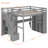Full Loft Bed Frame with Built-In Wardrobe, Study Desk, Storage Shelves &  Lights, Space-Saving Design for Bedroom-Grey-1047738592