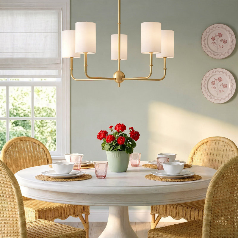 Rowley 5-Light Chandelier, Satin Brass