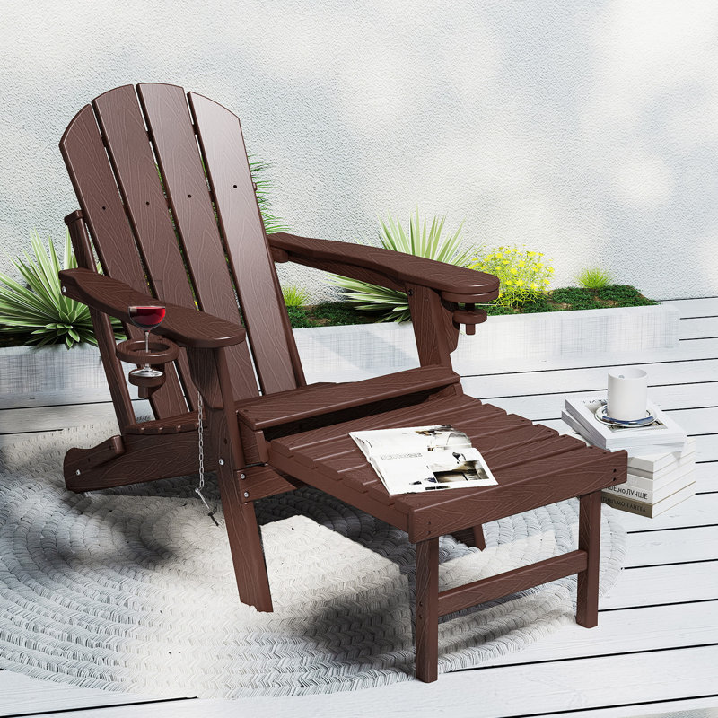 Chaise Adirondack pliante Hdpe , Bois brun