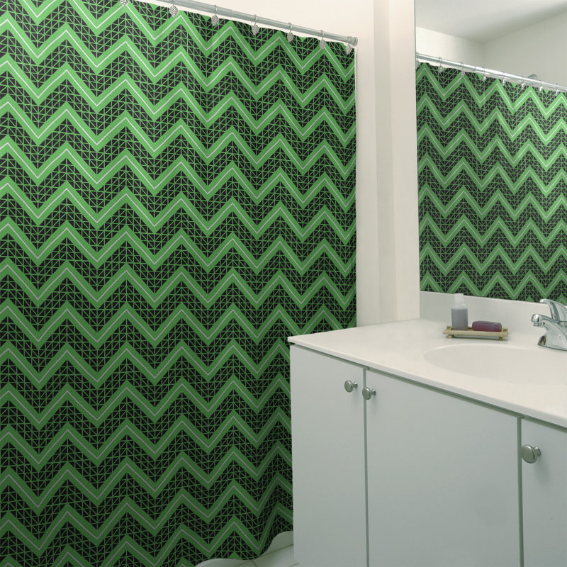 Rideau de douche simple à chevrons à la main classic, Vert