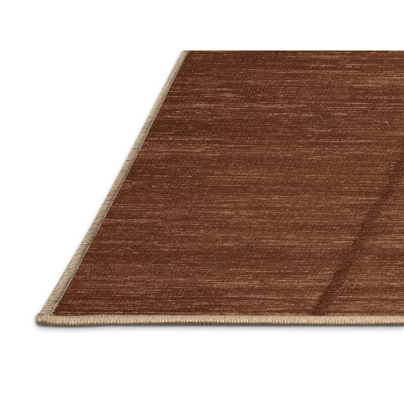 Machine Washable Solid Brown Area Rug, Rectangle 7' x 9'